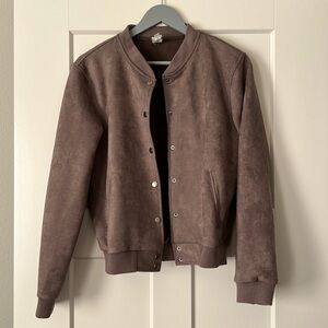 Faux Suede Bomber Jacket